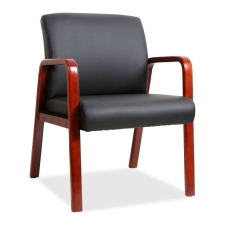 Lorell Lorell Black Leather Wood Frame Guest Chair - Black with Mahogany Frame 40202